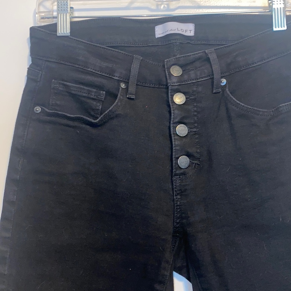 LOFT Black Curvy Skinny Jeans with Chewed Hem